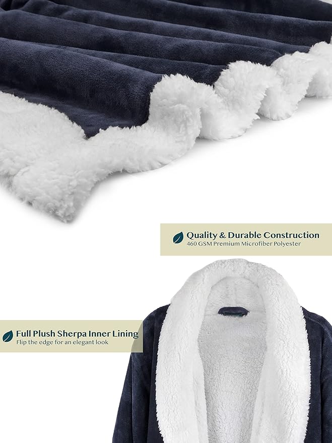 PAVILIA Mens Soft Robe | Warm Fleece Robes for Men, Soft Spa Bathrobe with Shawl Collar and Pockets