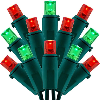 200 Count Red Green Wide Angle LED Christmas Lights, 66 ft Green Wire UL Certified Commercial Grade 5mm Holiday String Light Set (Red & Green)