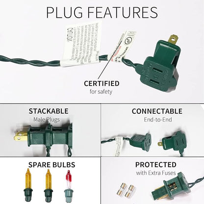 100LIGHTS Yellow Extra-Bright with End Connectors Christmas Decorative Lights 5.98m UL Certified Mini String Light Set Waterproof for Home Garden Holiday Christmas Tree Party Patio Wedding