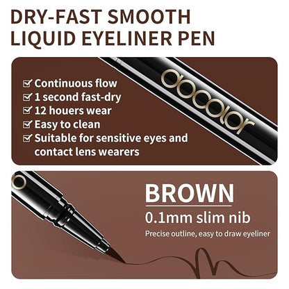 docolor Brown Eyeliner Ultra-Pigmented & Waterproof Eye Liner Quick Drying Liquid Eyeliner Vegan & Cruelty-Free