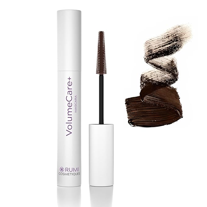 VolumeCare+ Mascara For Older Women - Extreme Length and Volume 2-in-1 Formula - No Clumps, Long-Wearing, Hypoallergenic Mascara For Sensitive Eyes (Dark Brown)