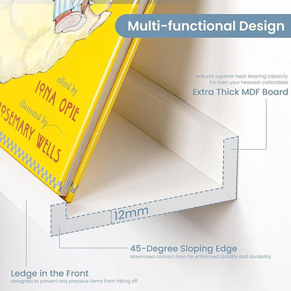 Picture Ledge Shelf for Wall, 72 inch Nursery Book Shelves 4 Packs, Large Long Floating Ledge Shelves for Kid's Room Bedroom Bathroom Living Room Photo Frames Office Nursery Wall Decor, White