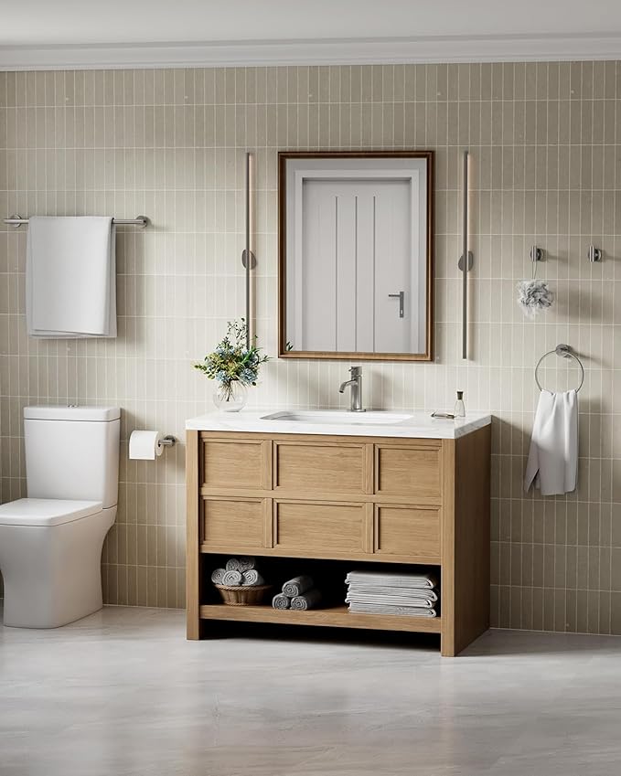 Brushed Ncikel Bathroom Hardware Set 10 Pieces, Stainless Steel Towel Bar Set Includes 26 inch Towel Bar, 4 Towel Hook, 2 Towel Ring Toilet Paper Holder