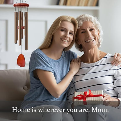 28" Wind Chime for Mothers Day, Decorative Wind Chimes for Outside, Memorial Windchimes Remembrance Gift for Women Mom Grandma, Metal Wind Chimes Outdoor Decor for Garden Patio Zen(Coffee)