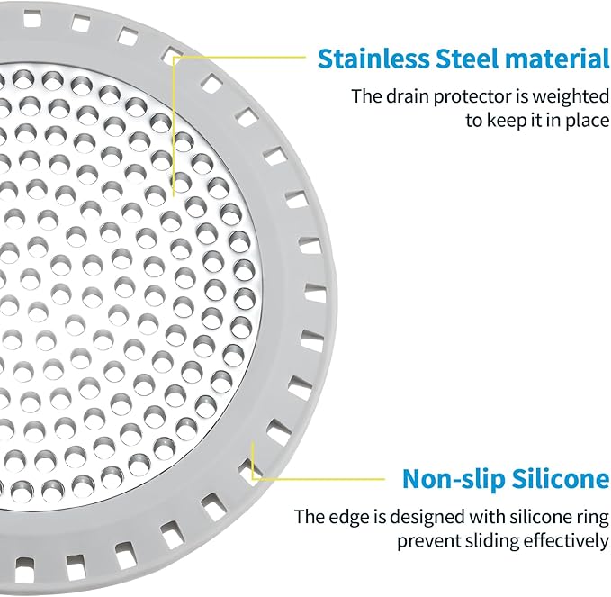 Shower Drain Hair Catcher,Aluvor Shower Drain Cover Bathtub Drain Strainers Weighted Metal Hair Trap Stopper Sink Protector Filter Bathroom Flat Strainer Stopper