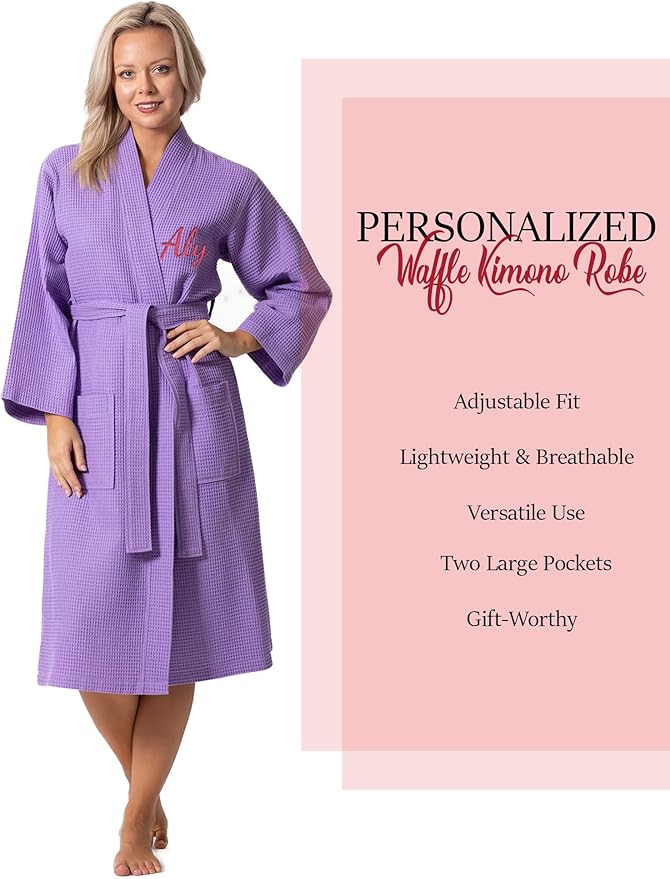 Turkish Linen Waffle Knit Lightweight Kimono Spa & Bath Robes for Women - Quick Dry - Soft