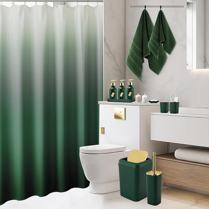 32PCS Bathroom Accessories Set Bathroom Set,Hunter Green Shower Curtain Set,Bath Towel Set,Hand Towel,Toilet Brush,Trash Can & 3PCS Soap Dispenser