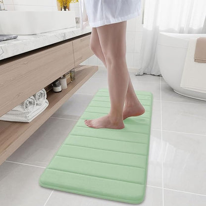Buganda Memory Foam Bath Mat, 47" x 17", Ultra Soft and Non-Slip Bathroom Rugs, Water Absorbent and Machine Washable Bath Rug Runner for Bathroom, Shower, and Tub, Sage Green
