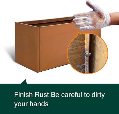 Corten Steel Planter Box Metal Outdoor Large Rectangular Rustic Durable Antique Detached for Commercial Residential Patio Deck and Backyard 24" x 12" x 12"