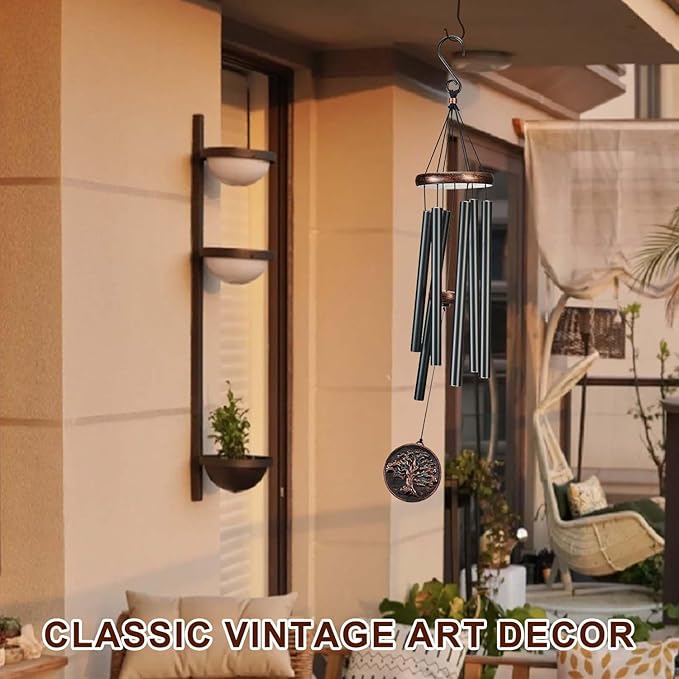Wind Chimes for Outside, Tree of Life Deep Tone Vintage Wind Chime Outdoor Clearance, Sympathy/Memorial/Festivals/Birthday Gift for Mom Dad Grandma, Home Garden Decor (34" Tree of Life)