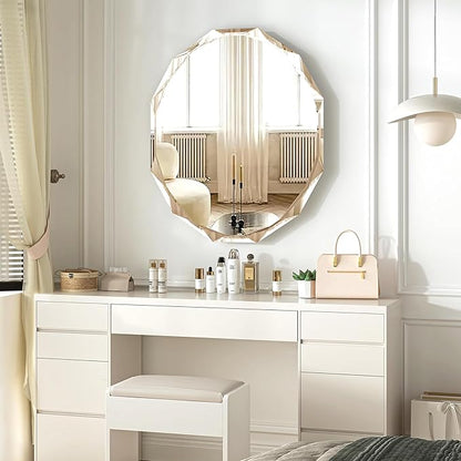 Bathroom Mirrors for Over Sink, Round Frameless Mirrors for Wall, 24x30 Inch Beveled Bathroom Mirror, Bathroom Vanity Circle Mirror for Bedroom Living Room Entryway Home Decor