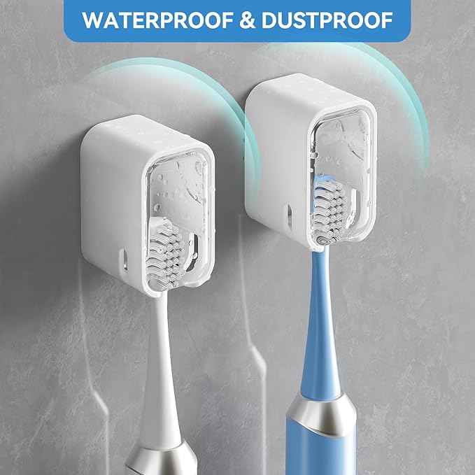Toothbrush Holders for Bathroom【Innovation Single Slot Design】 2PCS Toothbrush Holder Wall Mounted with Cover for Shower, Single Toothbrush Dispenser Storage Organizer for Family & Travel