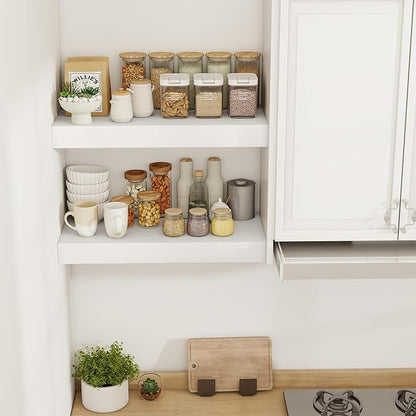 24 Inch Floating Shelves, 12" Deep Floating Shelf Wall Mounted, 24" Wall Shelves, Rustic Deep Bookshelf, Extra Deeper & Thicker Display Shelves for Bedroom, Living Room, White, Set of 2