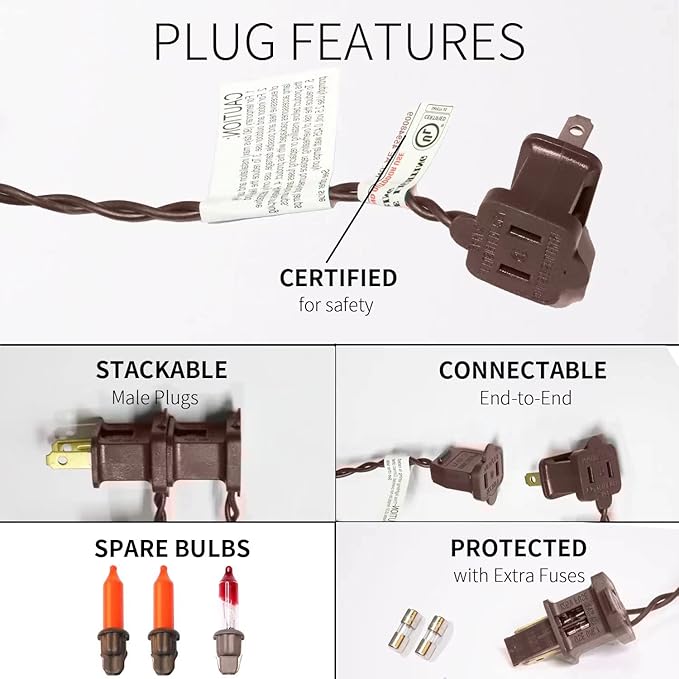 100LIGHTS Orange Purple and Green Extra-Bright with End Connectors Halloween Decorative Lights 5.98m UL Certified Mini String Light Set Waterproof for Halloween Home Garden Tree Party Patio