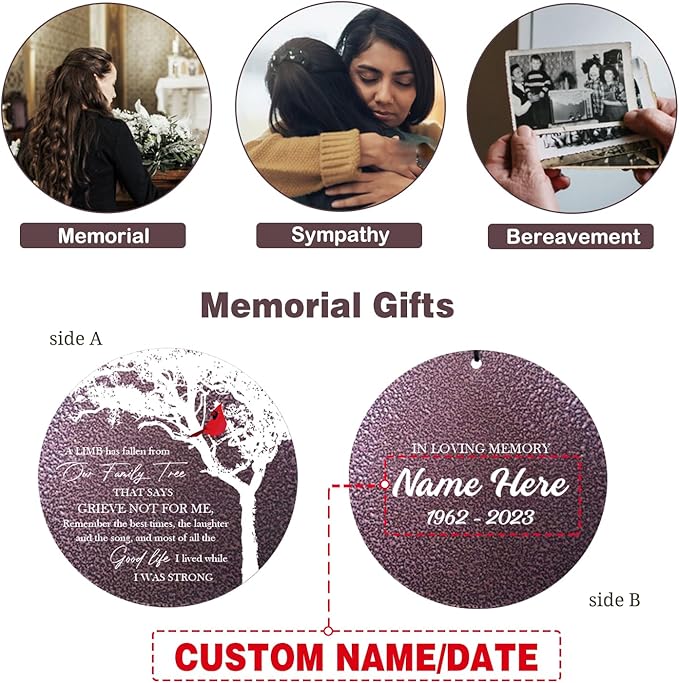 ASTARIN 36" Large Deep Tone Personalized Name Sympathy Wind Chimes, Cardinal Memorial Wind Chime for Loss of Mother Father Loved One, Bereavement Condolence Gifts Decor Outdoor Patio Garden