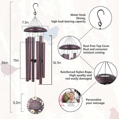 ASTARIN Personalized Deep Tone Wind Chime Memorial, Customized Sympathy Wind Chimes, Memory Wind Chimes for Loved Ones Lost, Bereavement Gifts Windchimes Outdoor