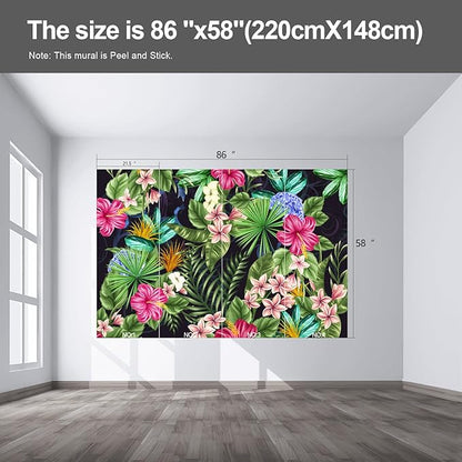 Floral Wall murals Peel and Stick Flowers Wallpaper for Bedroom Living Room - 58"x86"