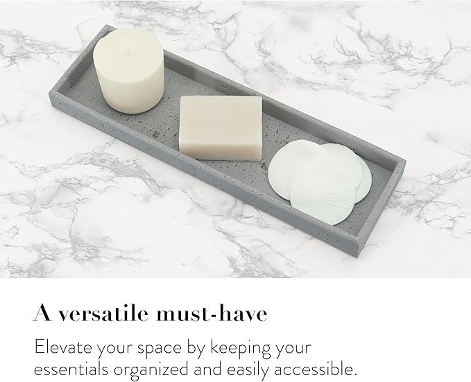 ZCCZ -Beige Bathroom Accessories Set 4 Pcs - Toothbrush Holder, Soap Dispenser, Vanity Tray, Bathroom Tumbler - Countertop Vanity Organizer - Bathroom Accessory Set- Toothbrush Holder Set, Stone Sets