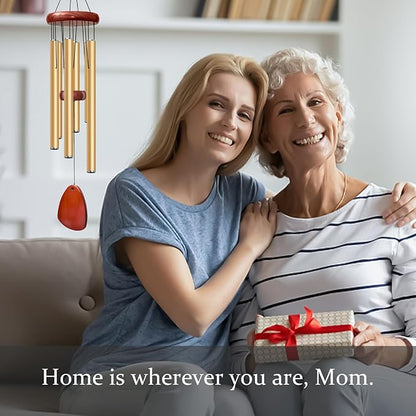 28" Wind Chime for Mothers Day, Decorative Wind Chimes for Outside, Memorial Windchimes Remembrance Gift for Women Mom Grandma, Metal Wind Chimes Outdoor Decor for Garden Patio Zen(Gold)