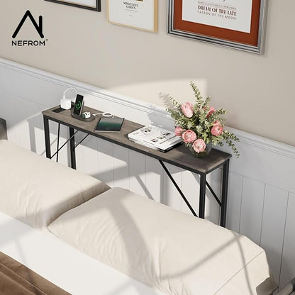 47.2'' Console Table, Skinny Entryway Table with Fast-Charging Station, Narrow Long Sofa Table, Behind Slim Couch Table for Entrance, Hallway, Living Room Decor ST-GY120-1