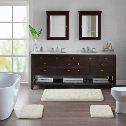 Suchtale Large Bathroom Rug - Extra Soft and Absorbent Shaggy Microfiber Bath Mat - Machine Washable Non Slip Mat - Rubber Back (24 x 60 Ivory)