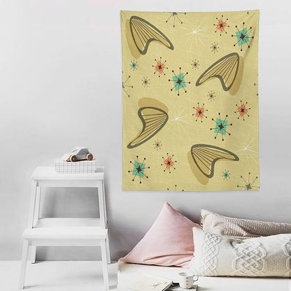 ICMOLYYENLO Boho Medieval Cat Tapestry, Abstract Atomic Starburst Geometric Aesthetic Art Wall Hanging For Bedroom Living Room Dormitory 60x60 Inches