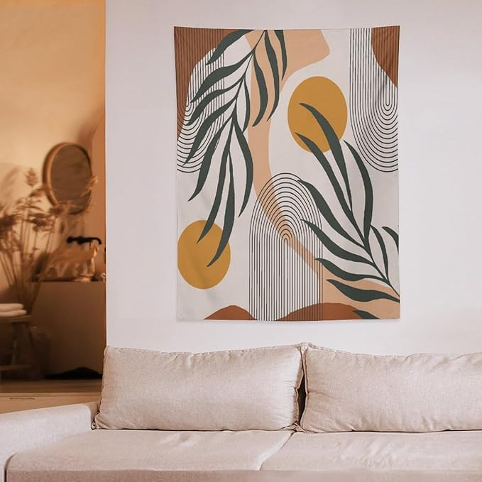 ICMOLYYENLO Boho Plant Aesthetic Tapestry, Abstract Medieval Arch Sun Home Aesthetic Wall Hanging For Bedroom Living Room Dormitory Tapestry 50x60 Inches