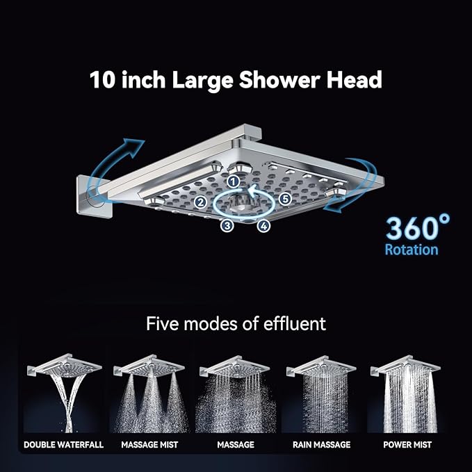 ELLO&ALLO Bathroom Shower Faucet Set Mixing Valve and Trim Kit, Complete Shower System with Rough-in Valve, Chrome