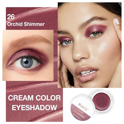 Cream Glitter Orchid Shimmer Metallic Eyeshadow Palette Makeup, Natural Single Mini Instant Holographic Eyeshadow For Older Women, Sombras Crema Para Ojos, Talc, Paraben & Cruelty Free, 26