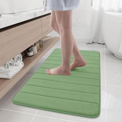 Buganda Memory Foam Bath Mat, 44" x 24", Ultra Soft and Non-Slip Bathroom Rugs, Water Absorbent and Machine Washable Bath Rug Runner for Bathroom, Shower, and Tub, Olive Green