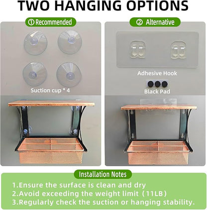 Window Bird Feeder with Strong Suction Cups, Metal Bird Feeders for Outdoors Birdwatching Gifts for Cats & Nature Lovers