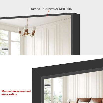 48x24In Black Bathroom Mirror for Wall, Rectangle Mirrors with Metal Frame, Bathroom Rectangular Mirror Modern Wall Mirror for Bedroom Living Room, Entryway Hangs Horizontal or Vertical