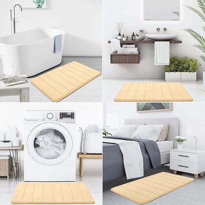 Buganda Memory Foam Bath Mat, 59" x 17", Ultra Soft and Non-Slip Bathroom Rugs, Water Absorbent and Machine Washable Bath Rug Runner for Bathroom, Shower, and Tub, Gold