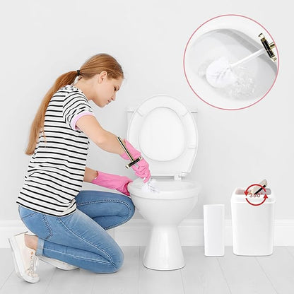 9Pcs Bathroom Accessories - White Bathroom Accessories Set with Trash Can, Soap Dispenser, Soap Dish, Toothbrush Holder, Toothbrush Cup, Toilet Brush Holder, Qtip Holders and Tray for Home