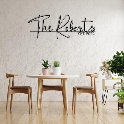 Personalized Family Name Sign Custom Metal Last Name Sign Metal Family Name Sign Wall Decor Personalized Name sign for Home Initial Split Letter Signs Door Established Split Letter Wedding Gift