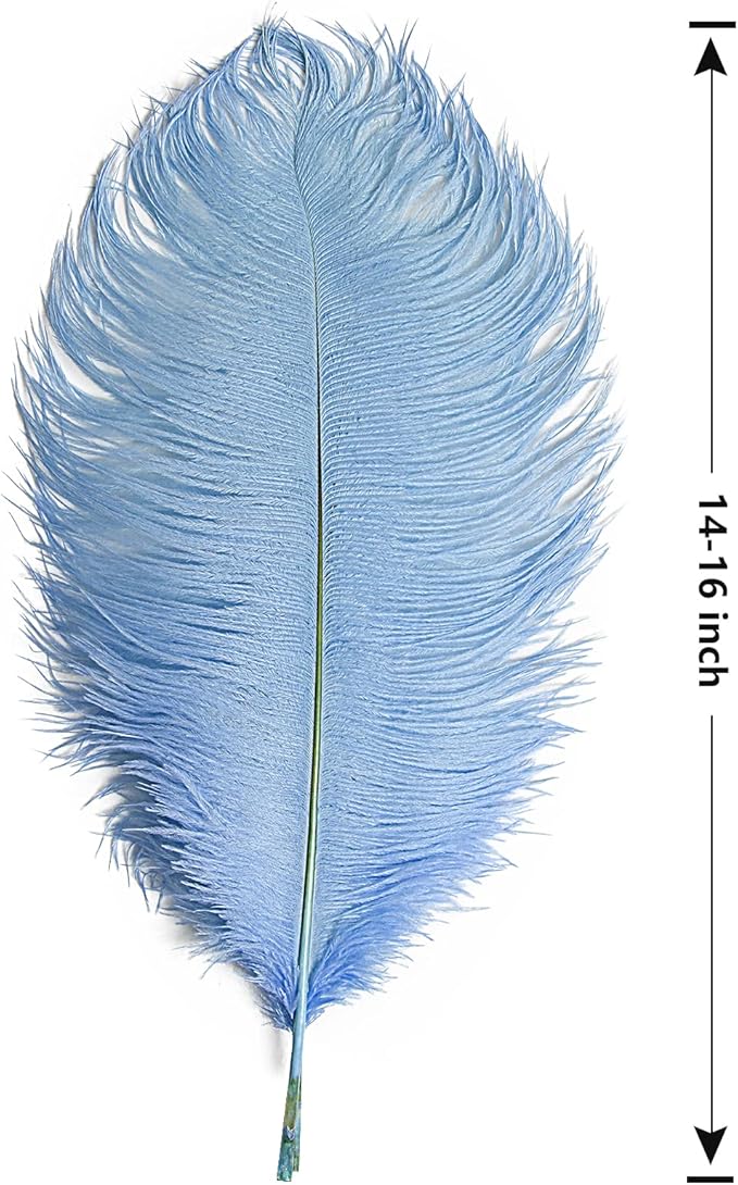 THARAHT Baby Blue Ostrich Feathers 12pcs Large Natural Bulk 14-16Inch 35cm-40cm for Wedding Party Centerpieces Easter Gatsbi and Home Decoration Feathers