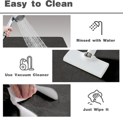 Toilet Rug, Thin Toilet Rugs U Shaped Washable Non Slip Absorbent Quick Dry Low Pile Toilet Mat, 20"x24" U Shape Black