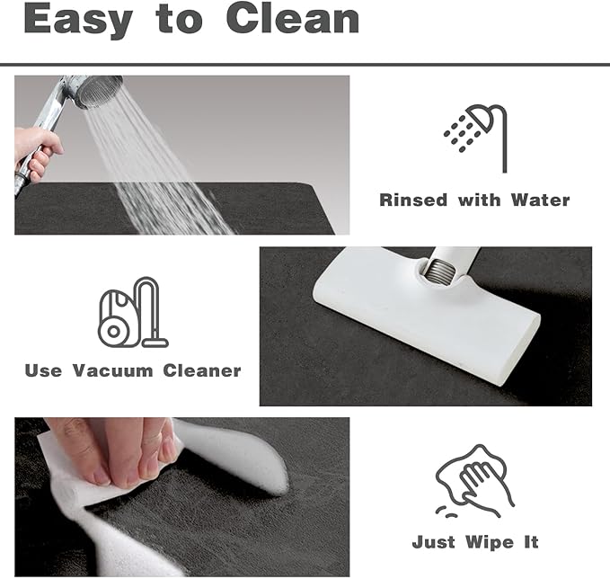 Bath Mat, Bathroom Rugs Non Slip Washable Thin Absorbent Quick Dry Bath Mat Fits Under Door Bathroom Floor Mat Perfect for Bath, Shower, or Sink 20"x48" Black