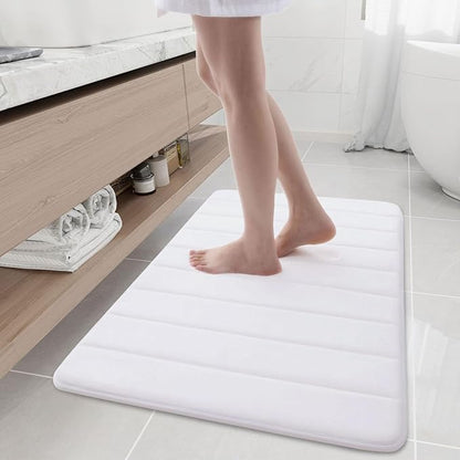 Buganda Memory Foam Bath Mat, 35.4" x 24", Ultra Soft and Non-Slip Bathroom Rugs, Water Absorbent and Machine Washable Bath Rug Runner for Bathroom, Shower, and Tub, White