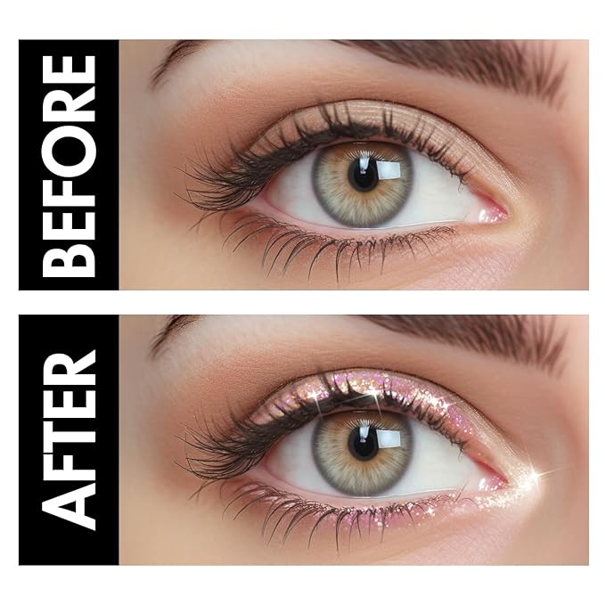 CHARMACY 3 Pcs Glitter Sparkling Eyeliner Liquid Makeup Set, Metallic Shimmer Glitter Eyeshadow, High Pigmented, Waterproof Long Lasting Quick Drying Liquid Liner for Eyes (Red Silver Golden)