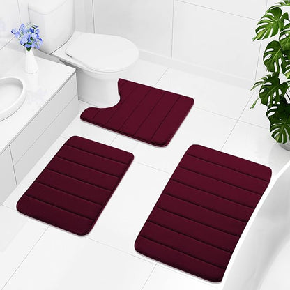 Buganda Memory Foam Bath Mat, 55" x 24", Ultra Soft and Non-Slip Bathroom Rugs, Water Absorbent and Machine Washable Bath Rug Runner for Bathroom, Shower, and Tub, Burgundy