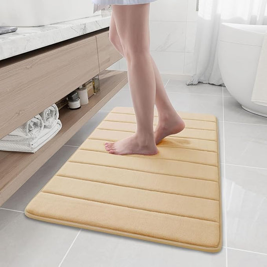 Buganda Memory Foam Bath Mat, 35.4" x 24", Ultra Soft and Non-Slip Bathroom Rugs, Water Absorbent and Machine Washable Bath Rug Runner for Bathroom, Shower, and Tub, Gold