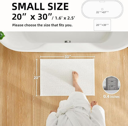 Bathroom Rugs Non Slip Washable, Super Absorbent Thin Bath Mat Small Quick Dry Low Pile Bathroom Rug, White 20"x30"