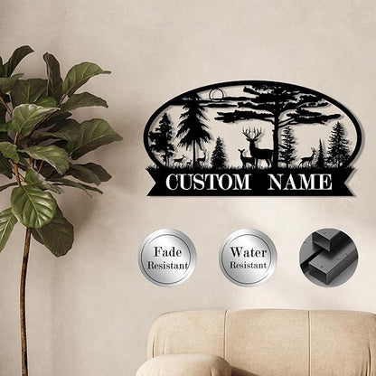 Personalized Hunting Metal Signs Outdoor - Custom Deer Antler Wall Art, Last Name Signs for Home, Rustic Cabin & Lodge Decor, Housewarming Gifts - MADE IN USA