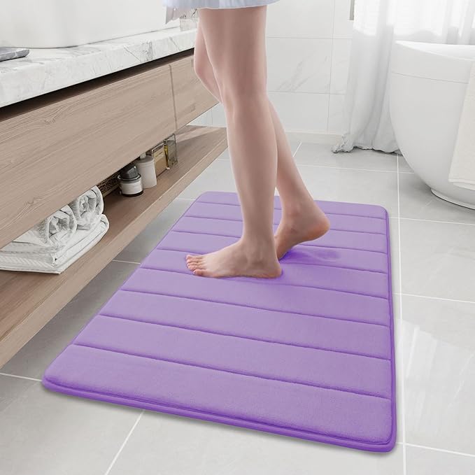 Buganda Memory Foam Bath Mat, 35.4" x 24", Ultra Soft and Non-Slip Bathroom Rugs, Water Absorbent and Machine Washable Bath Rug Runner for Bathroom, Shower, and Tub, Lavender
