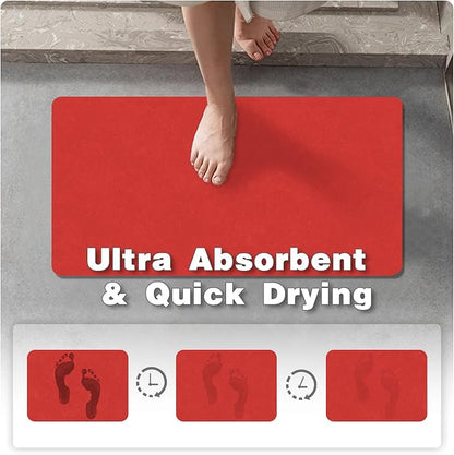 Christmas Bath Mat, Red Bathroom Rugs Non Slip Washable Thin Absorbent Bath Mat Fits Under Door Bathroom Floor Mat Perfect for Bath, Shower, or Sink 36"x48" Red