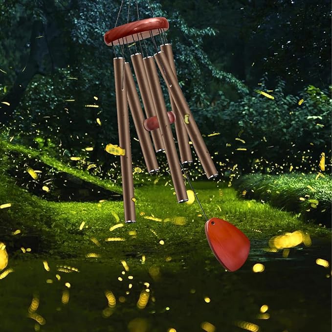 28" Wind Chime for Mothers Day, Decorative Wind Chimes for Outside, Memorial Windchimes Remembrance Gift for Women Mom Grandma, Metal Wind Chimes Outdoor Decor for Garden Patio Zen(Coffee)