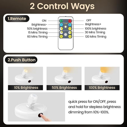 Cordless Spotlight Battery Powered, Plant Spot Light Indoor, Rechargeable Picture Lights with Remote, LED Accent Lighting, Dimmable Uplight for Tree Dartboard Decor Painting Art Photo