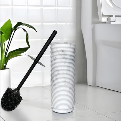 Contemporary Ribbed Design Resin Toilet Holder and Brush Set for Bathroom, Stylish and Durable Cleaning Tool with Modern Design, Compact for Efficient Cleaning