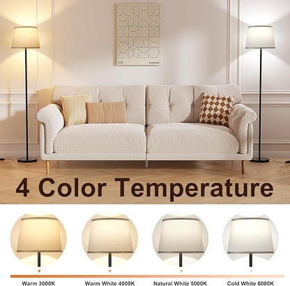 【Upgraded Floor Lamps for Living Room, Modern Floor Lamp with Remote Control, Dimmable Colors Temperature Standing Lamp Foot Switch, 9W Bulb Tall Lamps for Bedroom Office Kid Room - Grey